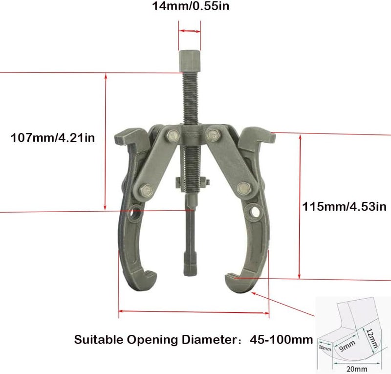MANNIFEN 3 Jaw-4" Gear Puller,3 Jaw Puller for Pulley Gear Bearing Flywheel Removal(4in) - Image 1